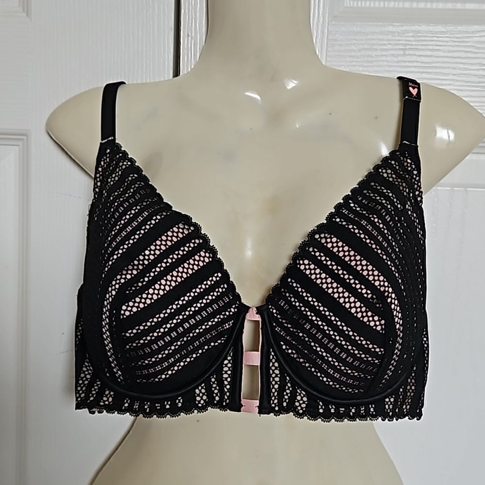 Victoria's Secret Women's Lightly Lined Underwire Push-Up Bra 36DD Pink/ Black
